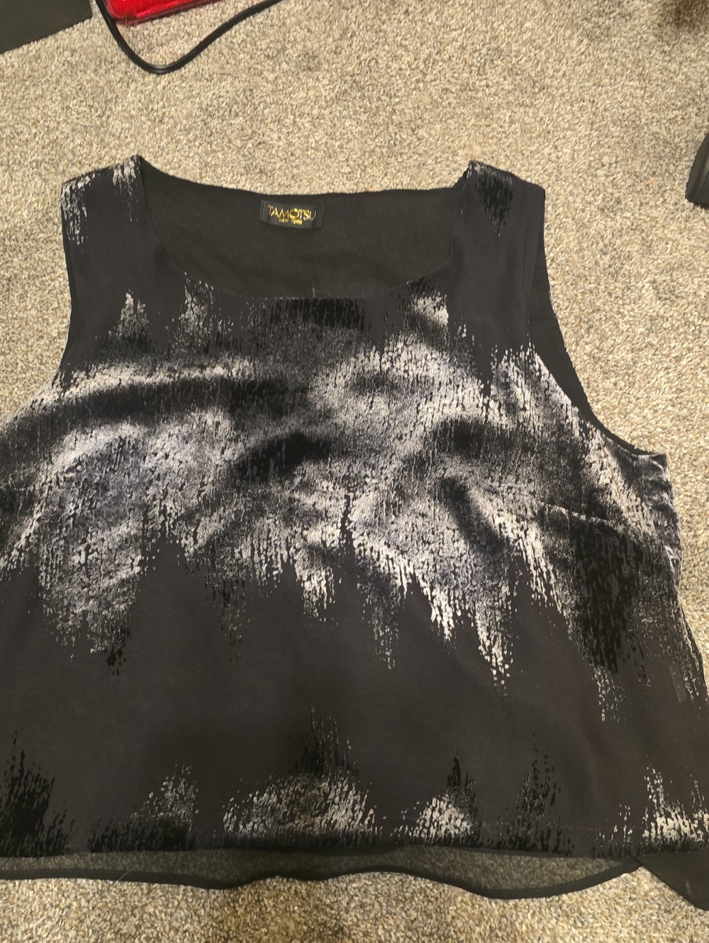 Sleeveless Black & Silver Brushstroke Tank Top